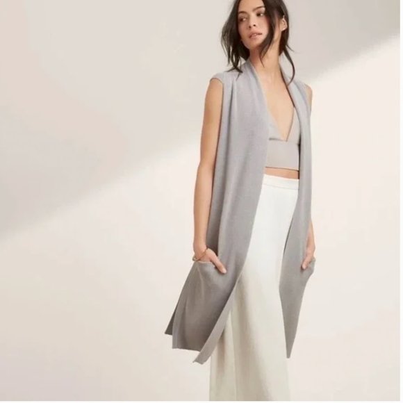 WILFRED | Dunkirk Longline Sweater Vest Sleeveless Knit Aritzia Sandy Grey XXS - Picture 1 of 8